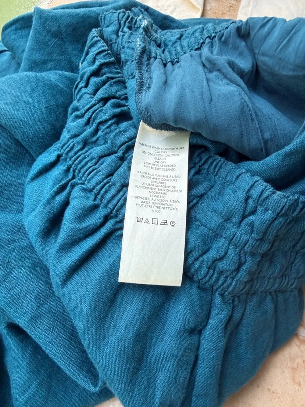 Somerset Linen Pants Anthropologie Pull-on Smocked Elastic Waist Pockets S NWT - Picture 15 of 16